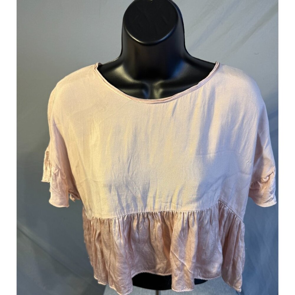 Zara Blush Pink Cropped Peplum Tee